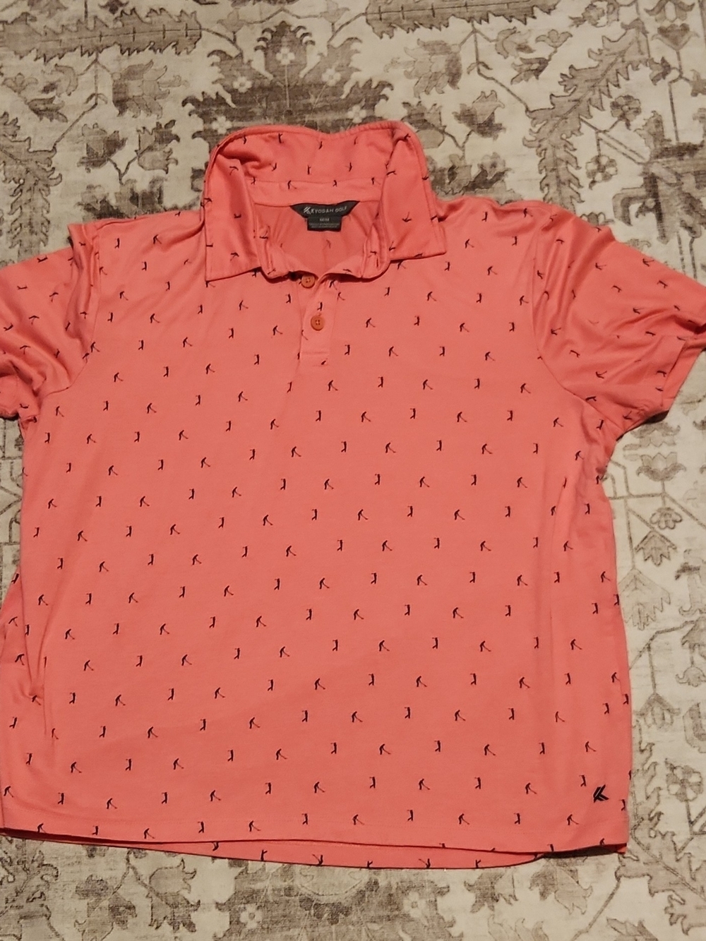 Kyodan Men’s Coral Polo with Navy Micro Print